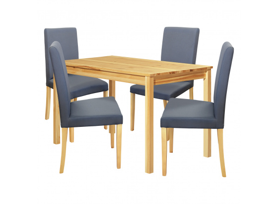 Jídelní stůl 8848 lak + 4 židle PRIMA 3038 šedá/světlé nohy