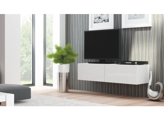 TV stolek LIVO RTV 160W bílý/bílý lesk visací