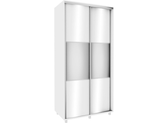 Šatní skříň 100 cm bílá/ bílý lesk se zrcadlem